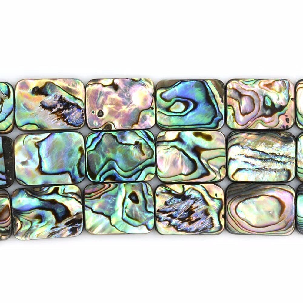 7277 Natural 20mm Abalone Shell Flat Rectangle Beads Strand 16 Inch Jewelry